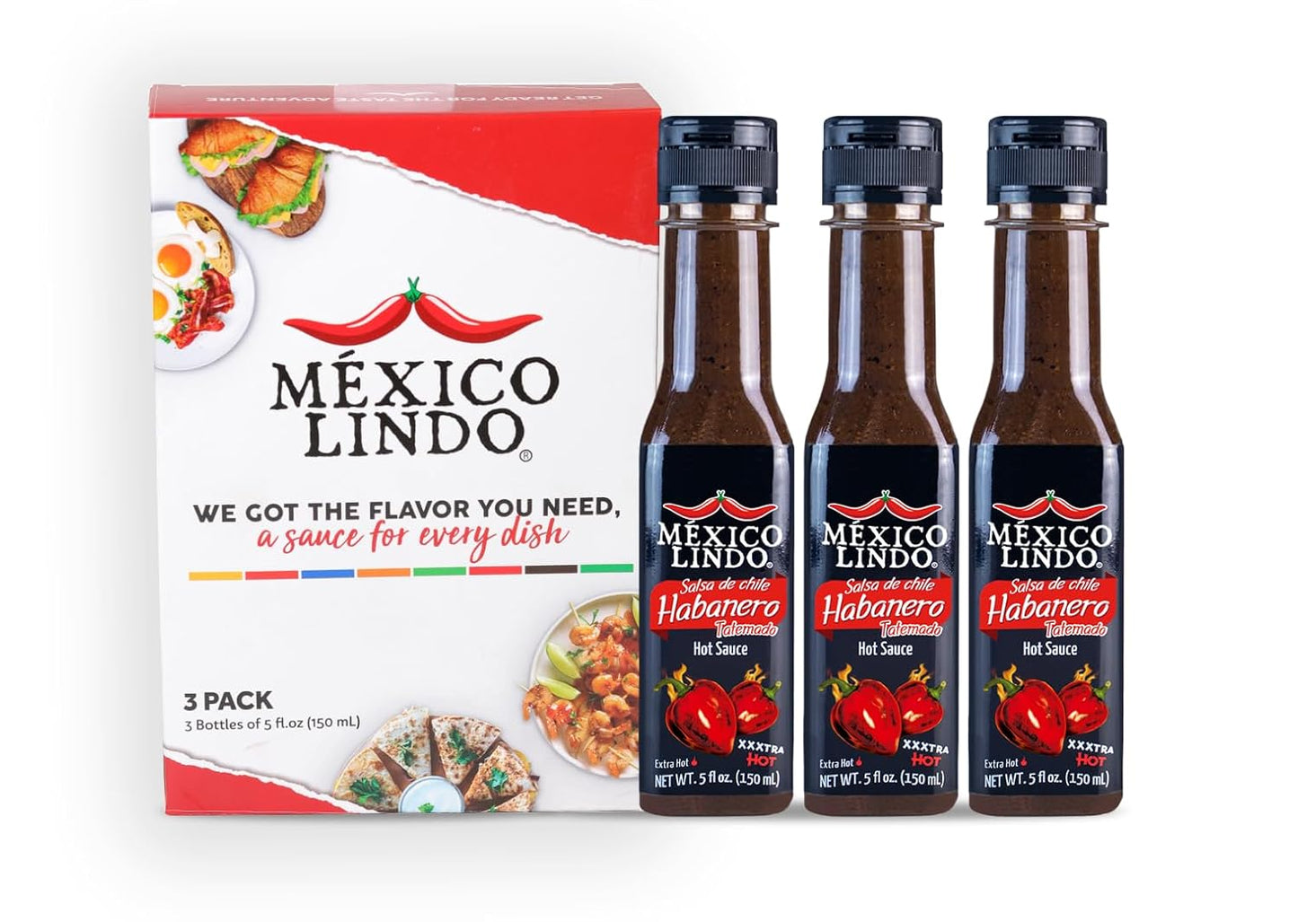 Mexico-Lindo-Habanero-Tatemado-Xxxtra-Hot-Sauce-Display,-5-fl-oz,-Pack-276