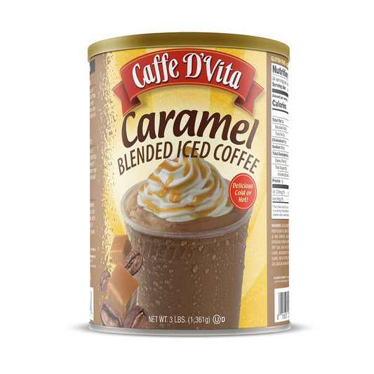 Caffe-D'Vita-Café-helado-mezclado-con-caramelo,-mezcla-de-frappé-de-sin634