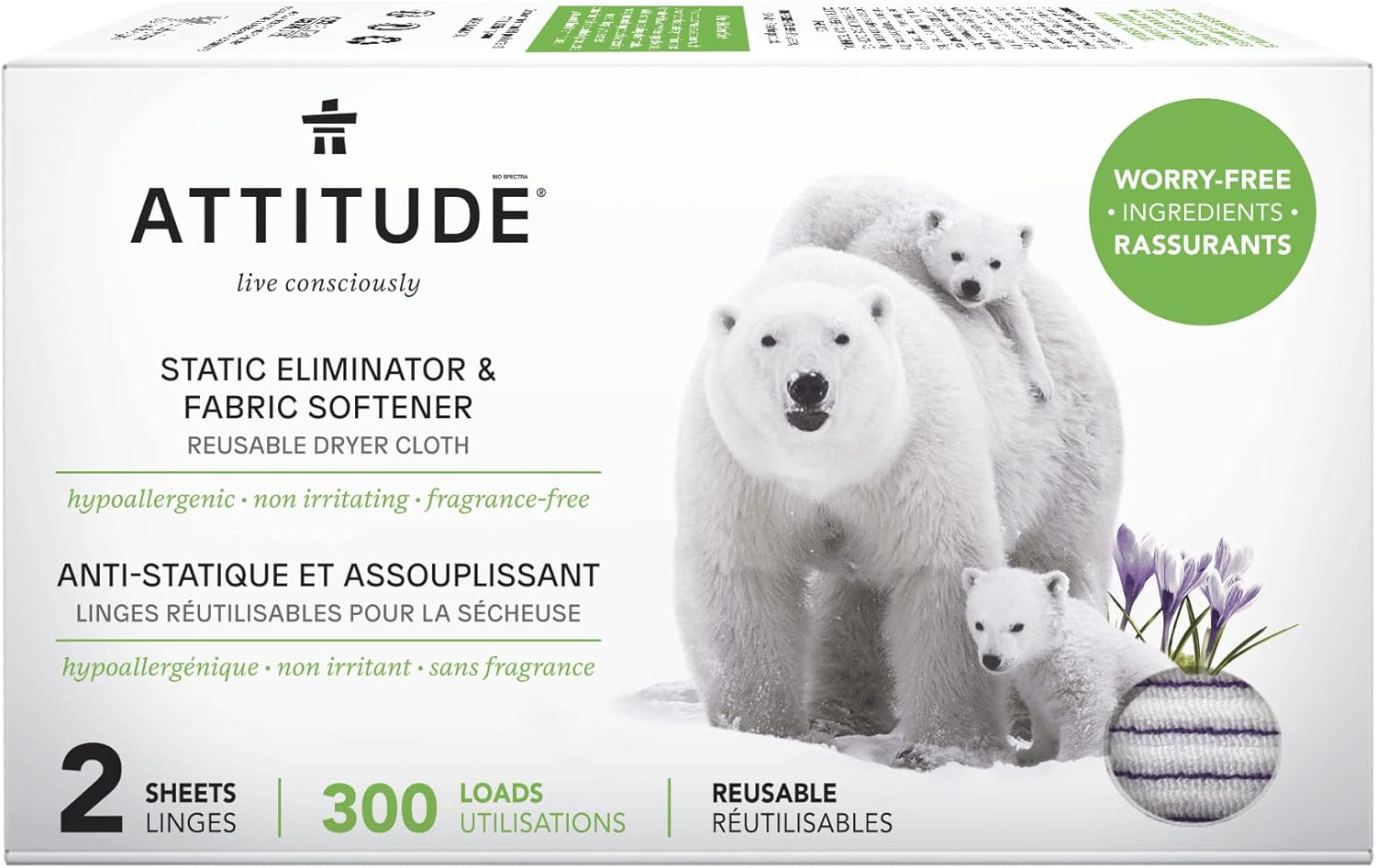 ATTITUDE-Reusable-Dryer-Sheets,-Static-Eliminator-&-Fabric-Softener,-Fragrance-Free-Laundry,-Made-1007