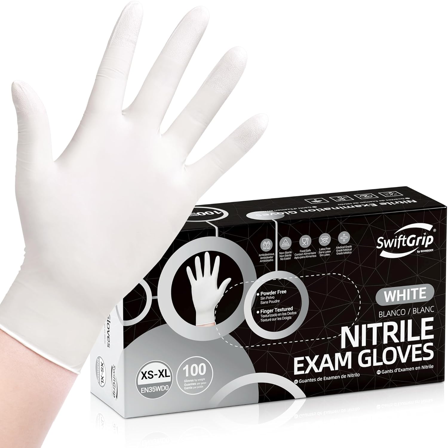 SwiftGrip-Disposable-Nitrile-Exam-Gloves,-3-mil,-Medium,-Box-of-100,-White-Nitrile-Gloves-Disposable-Latex-842