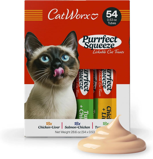 Catworx-by-Chewmasters-Purrfect-Squeeze-Lickable-Soft-Cat-Treats,-54-Pack---Creamy-Purée-415