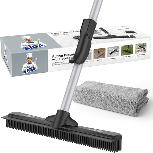 MR.SIGA-Pet-Hair-Removal-Rubber-Broom-with-Built-in-Squeegee,-5483