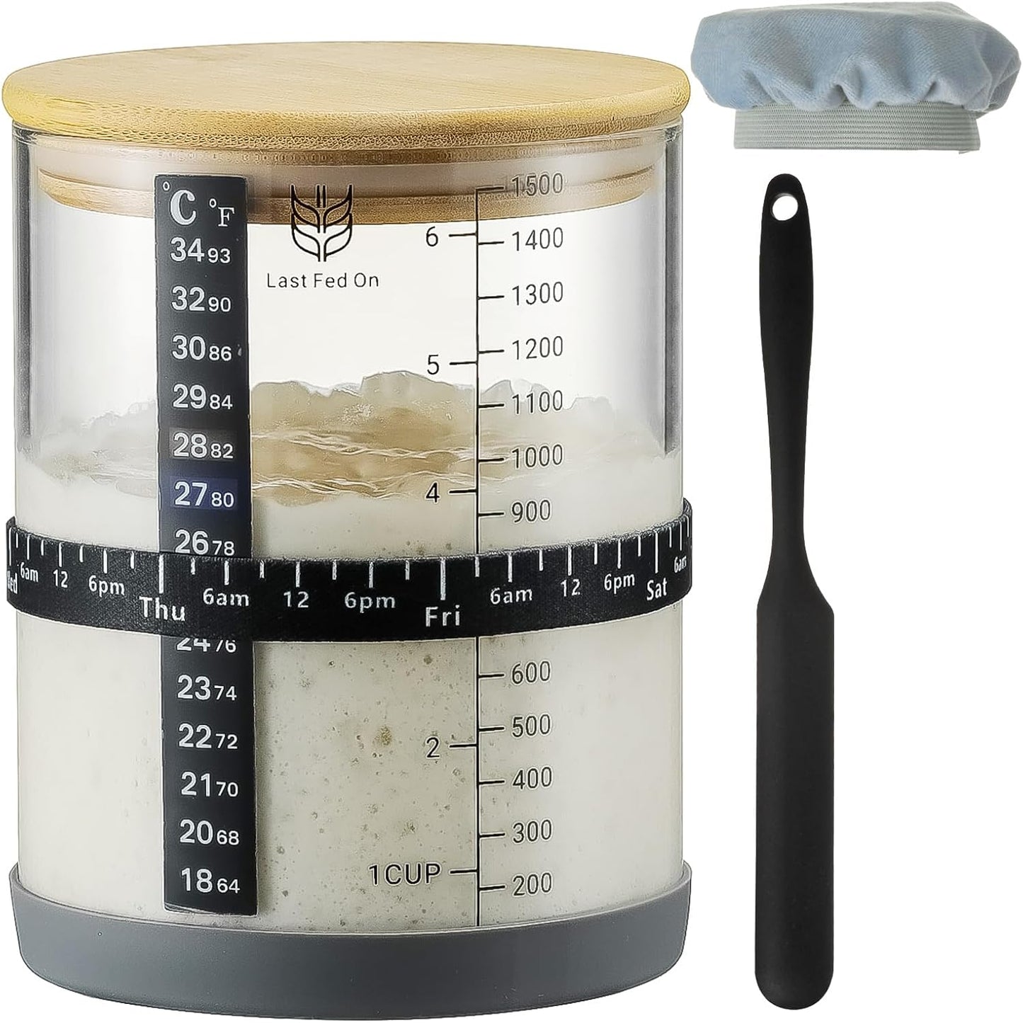 Sourdough-Starter-Jar,50oz-Wide-Mouth-with-Non-slip-silicone-rubber-Bottom-Sourdough-Starter-Kit,Date-Feeding---2213