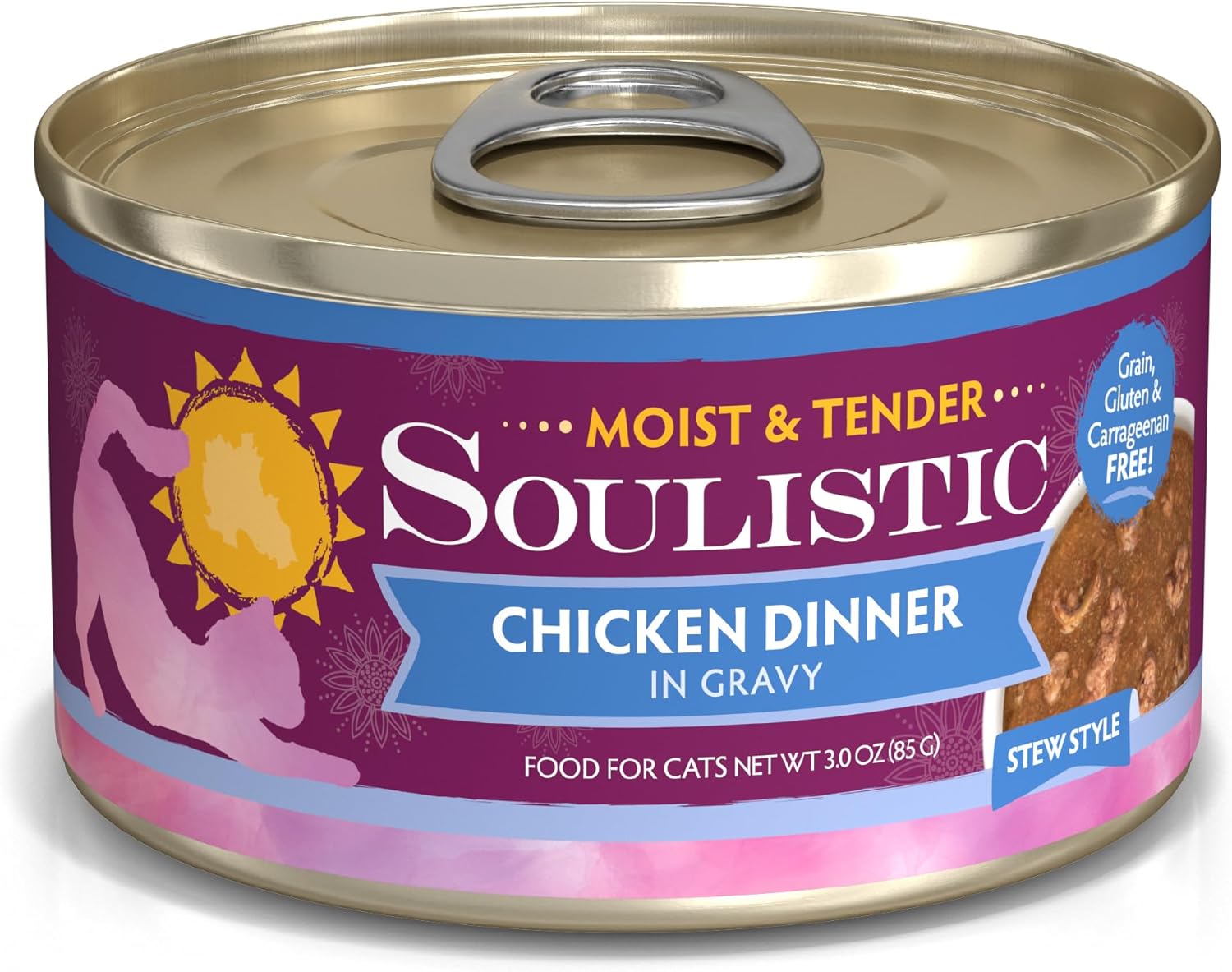 Soulistic-Moist-and-Tender,-Chicken-Dinner-in-Gravy,-3oz-Can,-Pack-12----231
