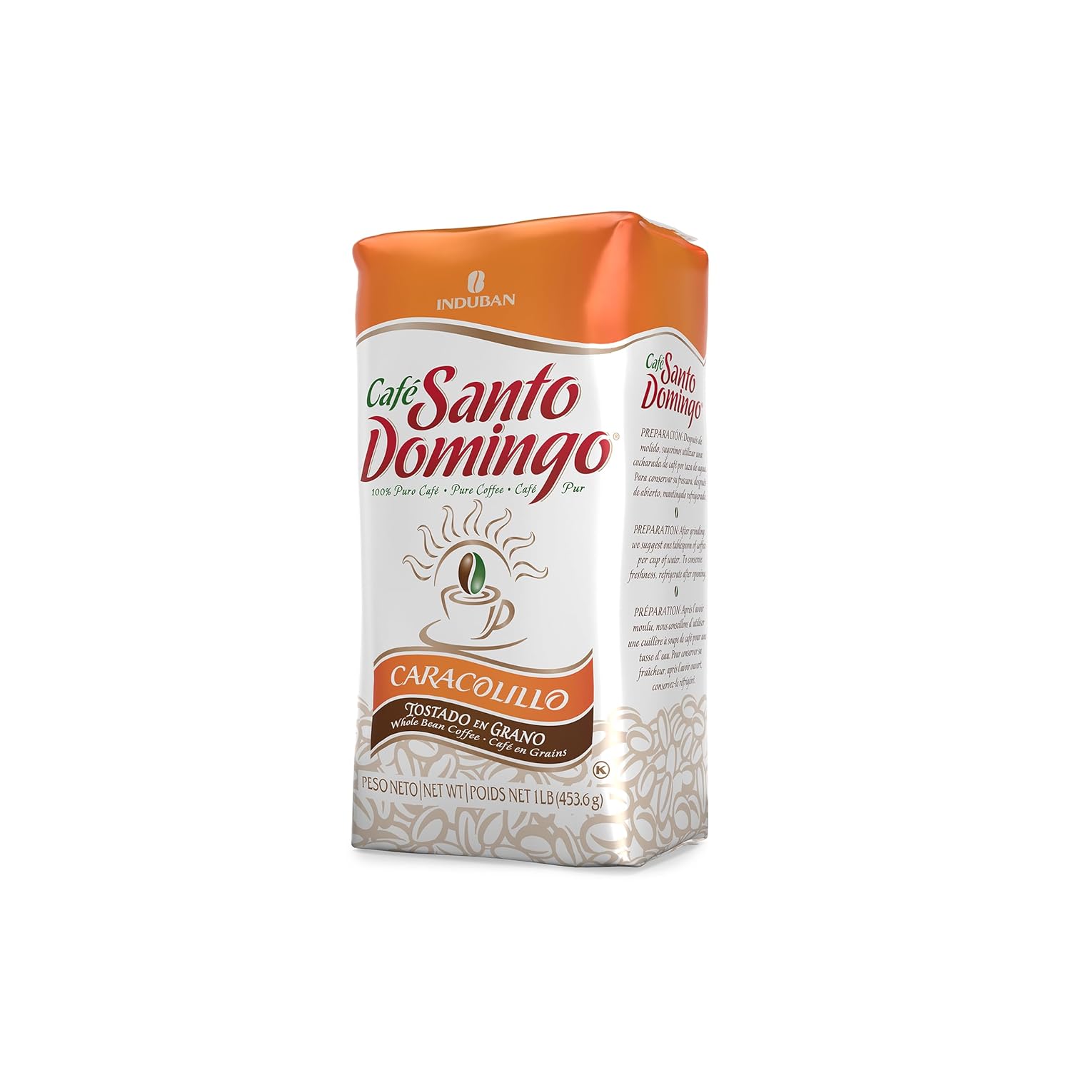 Café-Santo-Domingo-Caracolillo,-16-oz-Bag,-Whole-Bean-Peaberry-Coffee---Product-509