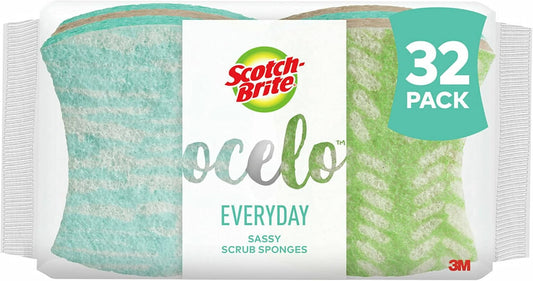 Scotch-Brite-ocelo-Non-Scratch-Scrub-Sponges,-Assorted-Designs,-32-Sponges---3588