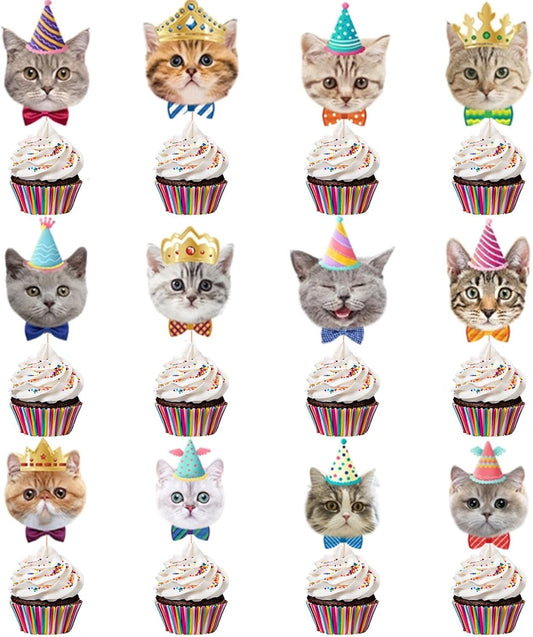 24PCS-Cake-Toppers-Cat-Pet-Birthday-Cupcake-4