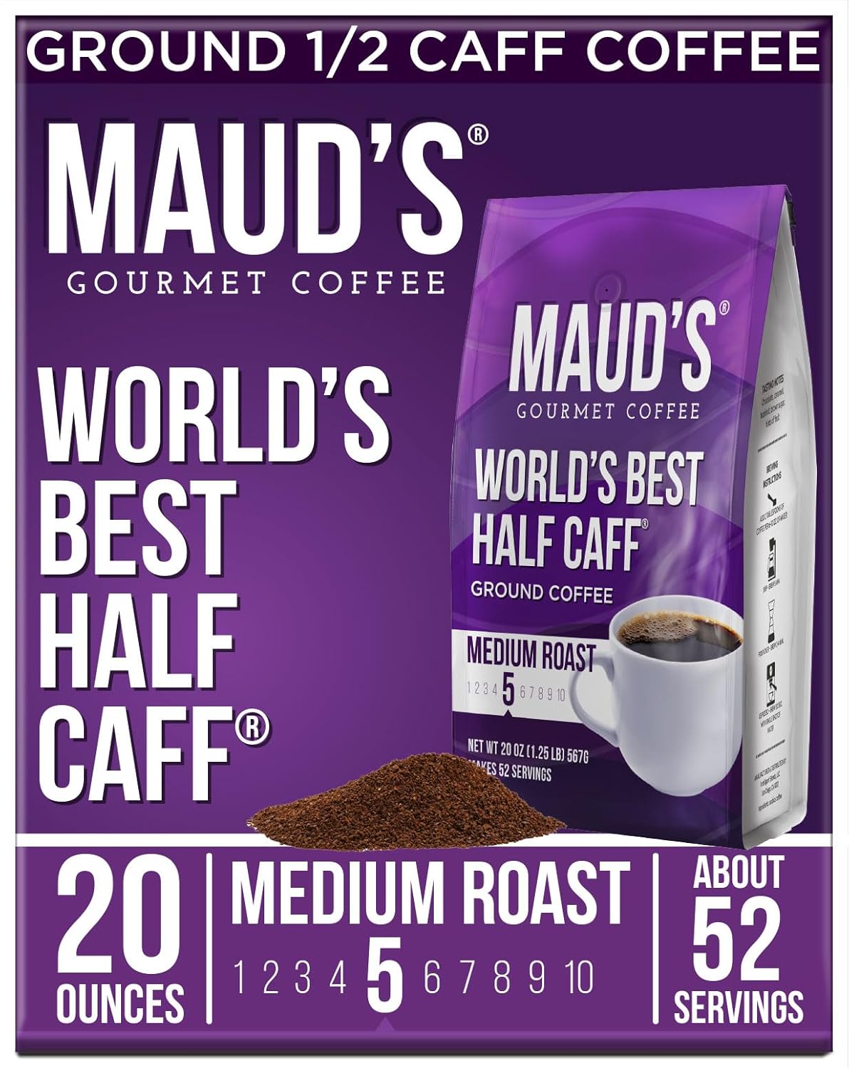 Maud's-Half-Caff-Medium-Roast-Ground-Coffee,-1931