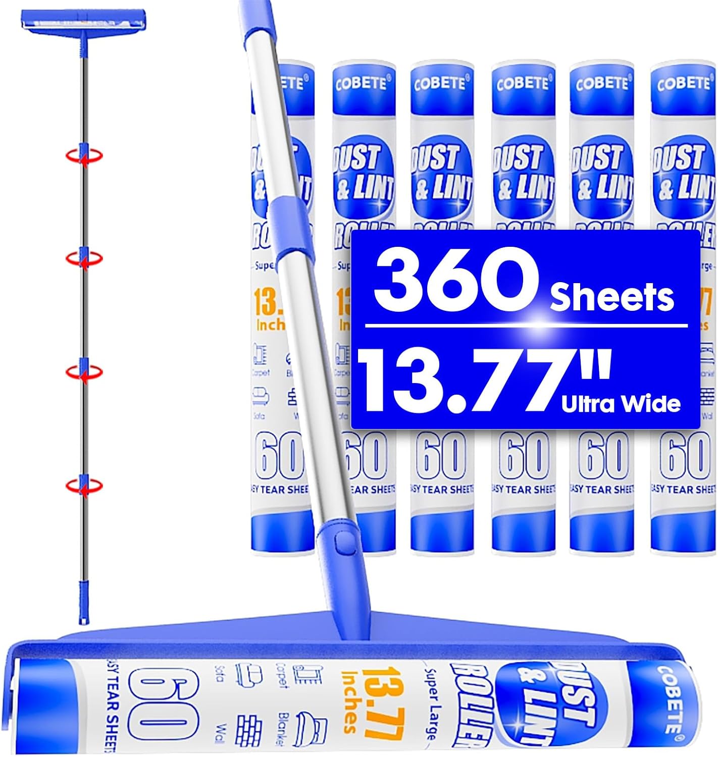 COBETE-13.77"-Large-Extra-Sticky-Lint-Roller,-69.88"-Long-Handle-2543