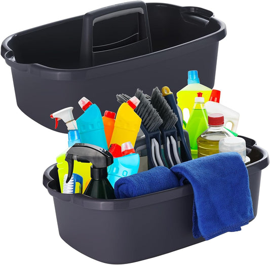 2-Pack-Large-Gray-Cleaning-Caddy-for-Cleaning-Supplies-with-Handle-4034