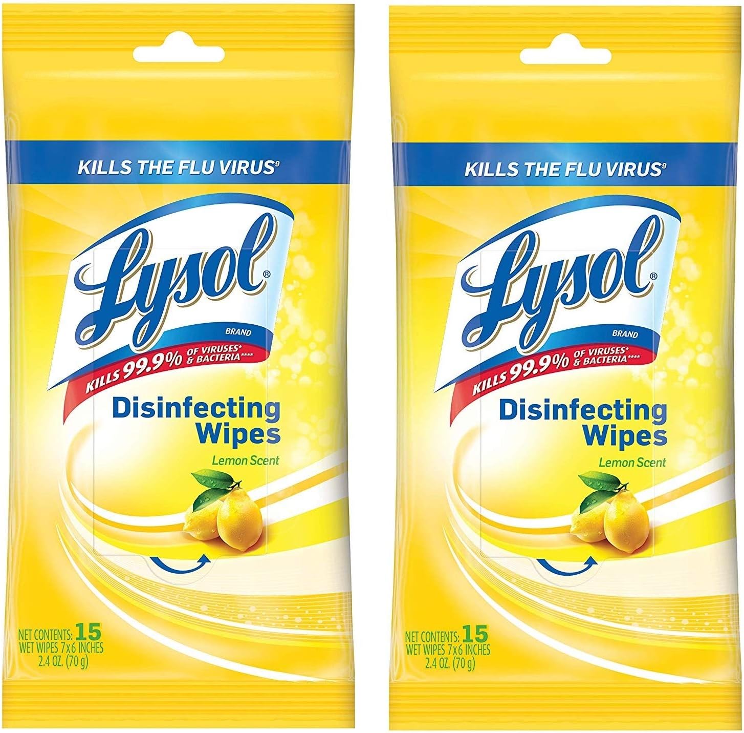 Lysol-Disinfecting-Wipes-To-Go-Pack,-Lemon-Scent,-15-Count-(Pack-of-2)-------1168