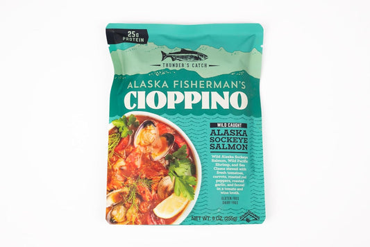 Alaska-Fisherman's-Cioppino-with-Wild-Sockeye-Salmon,-Thunder's-Catch,-Deck-to-Dish-------56