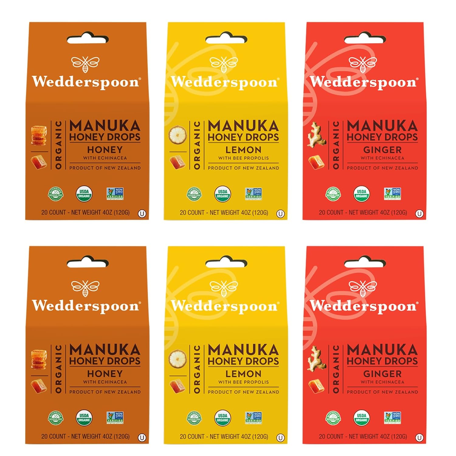 Wedderspoon-Organic-Manuka-Honey-Drops,-Variety-Pack,-40