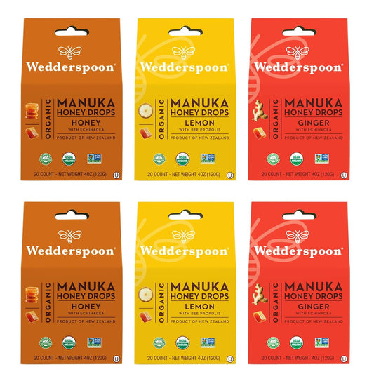 Wedderspoon-Organic-Manuka-Honey-Drops,-Variety-Pack,-40