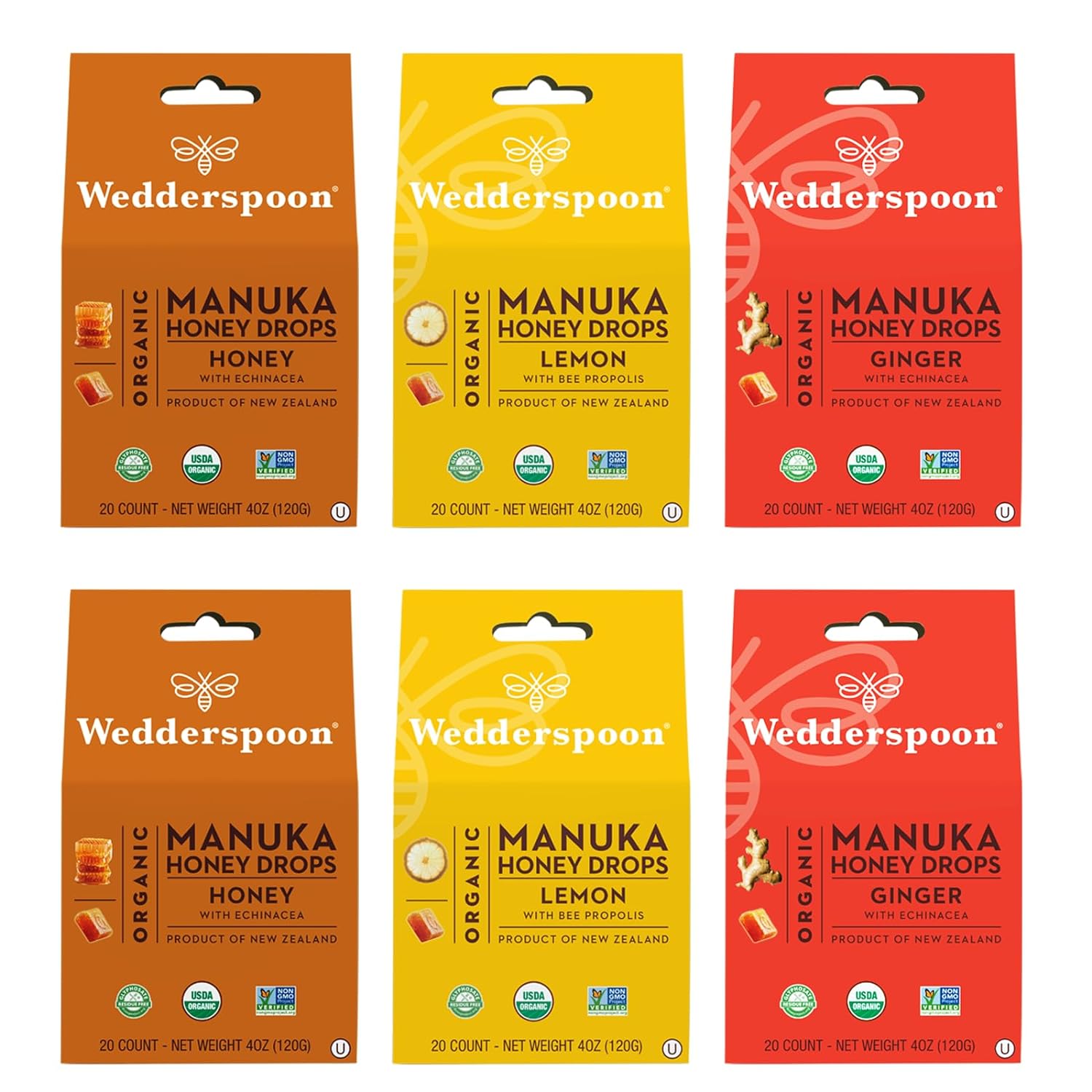 Wedderspoon-Organic-Manuka-Honey-Drops,-Variety-Pack,-94