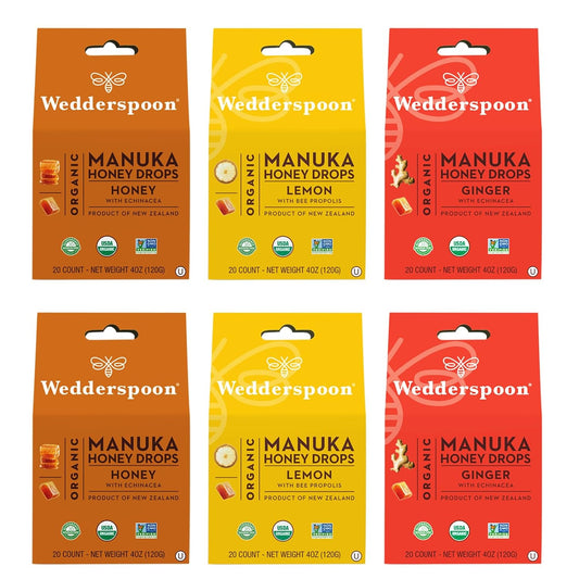 Wedderspoon-Organic-Manuka-Honey-Drops,-Variety-Pack,-94
