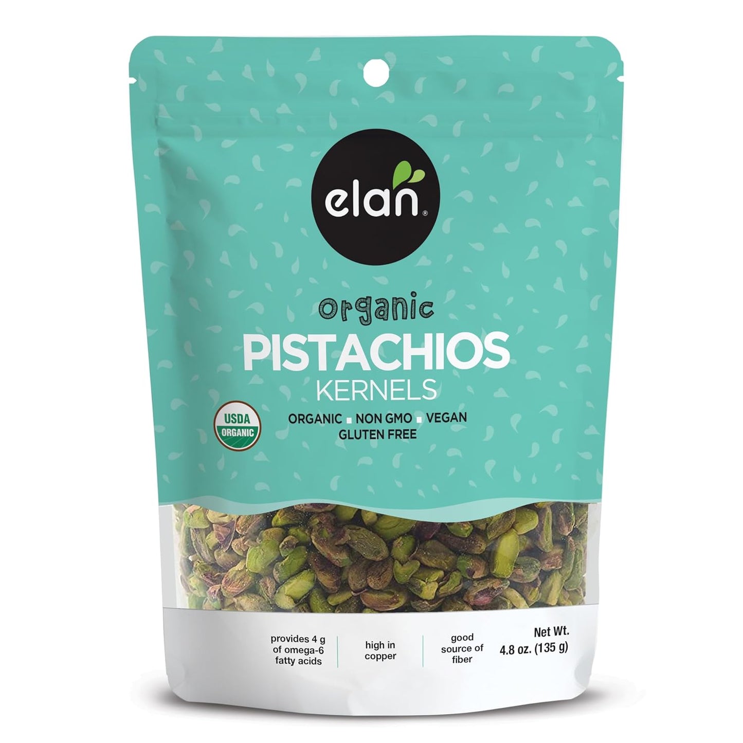 Elan-Organic-Raw-Pistachios,-4.8-oz,-Unsalted-Kernels,-No-Shell,Pistachio-Nuts,--Non-GMO,-Vegan,-Gluten-Free,-Hea-1299