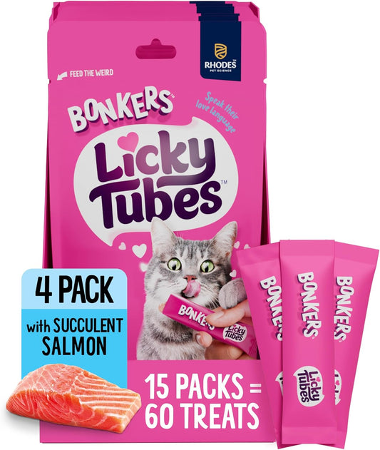 Bonkers-Licky-Tubes-Salmon-Flavored-Wet-Cat-Treats,-4-Pieces-(Pack-of-15)--317