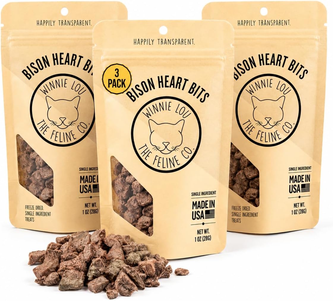 Winnie-Lou-Grass-Fed-Bison-Heart-Bits-Cat-Treats,-3-Packs---Single-Ingredient,-High-186
