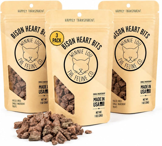 Winnie-Lou-Grass-Fed-Bison-Heart-Bits-Cat-Treats,-3-Packs---Single-Ingredient,-High-186