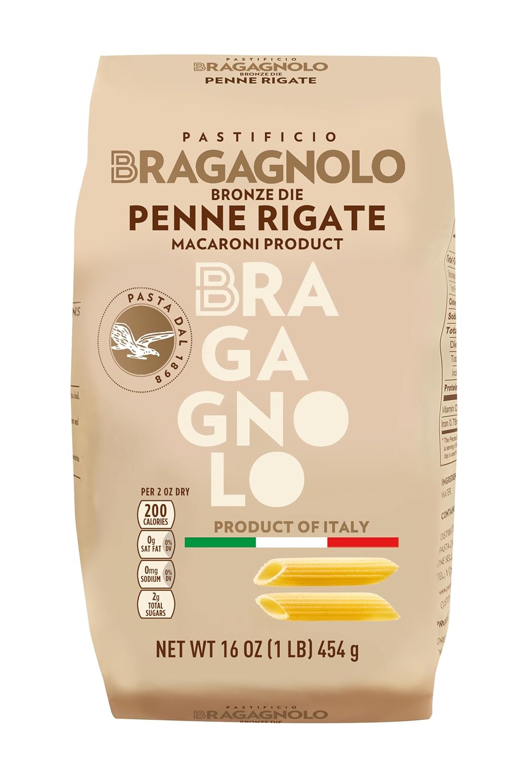 Pastificio-Bragagnolo,-Penne-Rigate-849-Bronze-Drawn,-1-Italian-Pasta,-with-752
