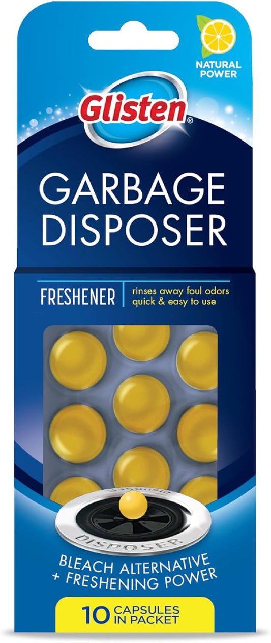 Glisten-Garbage-Disposer-Freshener,-Sink-Disposal-Odor-Eliminator,-Quick-and-Easy-to-Use,-Lemon-Scent,-10-Capsules-1912