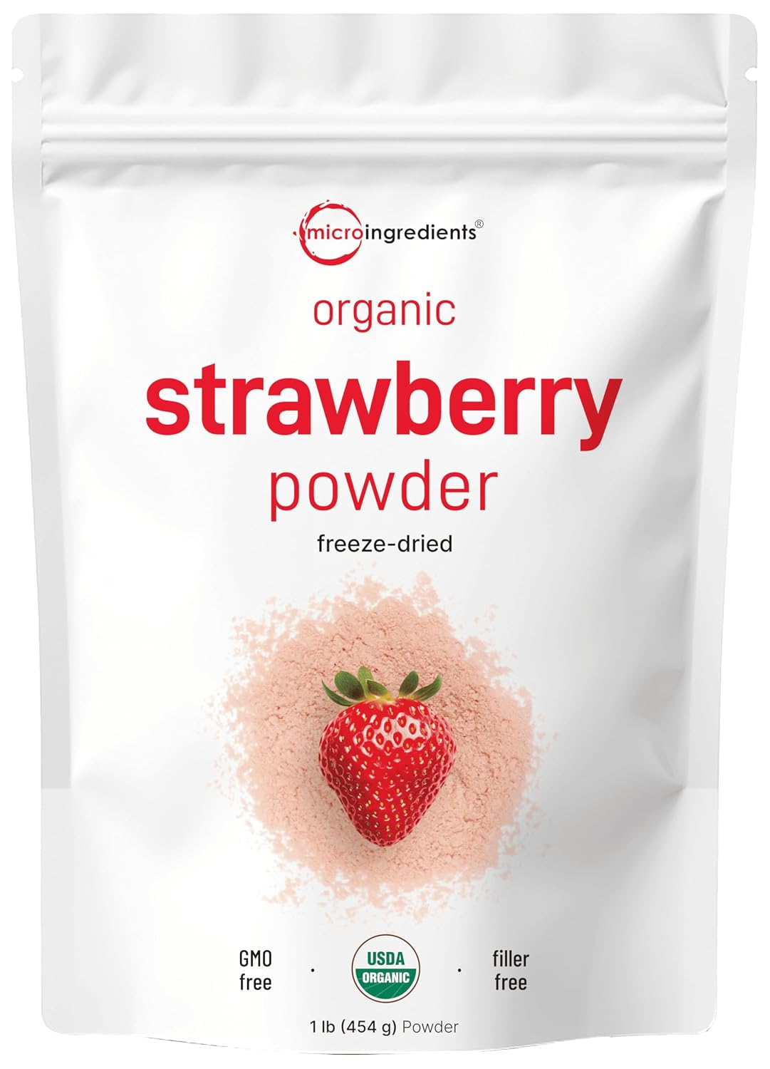 Organic-Strawberry-Powder,-1-Lb-|-1-Natural-Fruit-Powder-|--Freeze-Dried-Strawberries-Source-No-1454