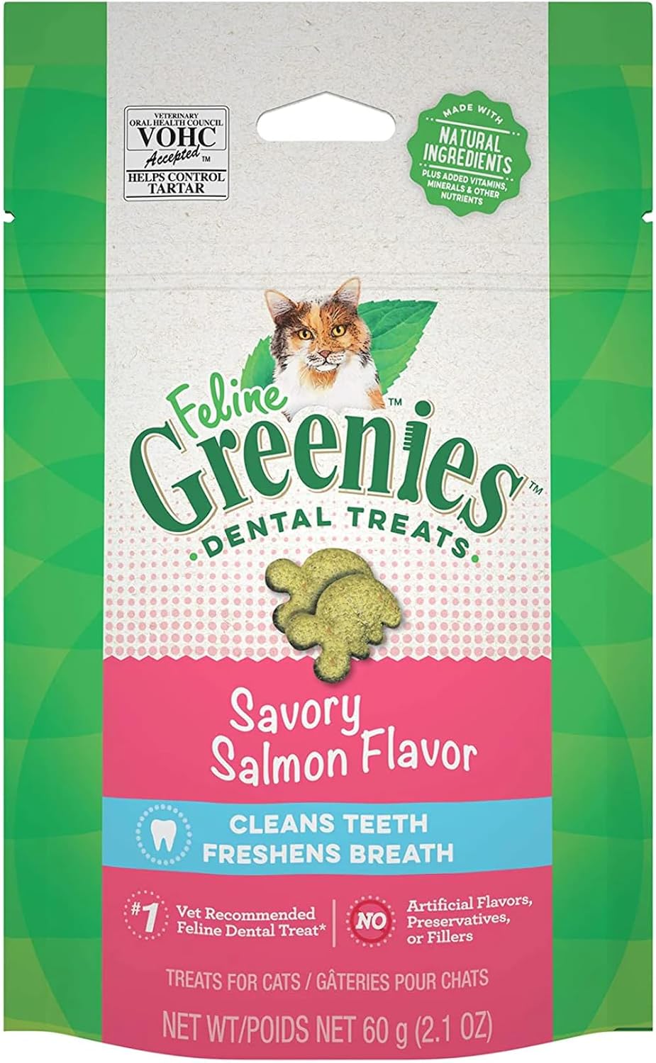 Greenies-Feline-Natural-Dental-Care-Cat-Treats-Savory-Salmon-Flavor,-2.5-oz.-Pouch--337