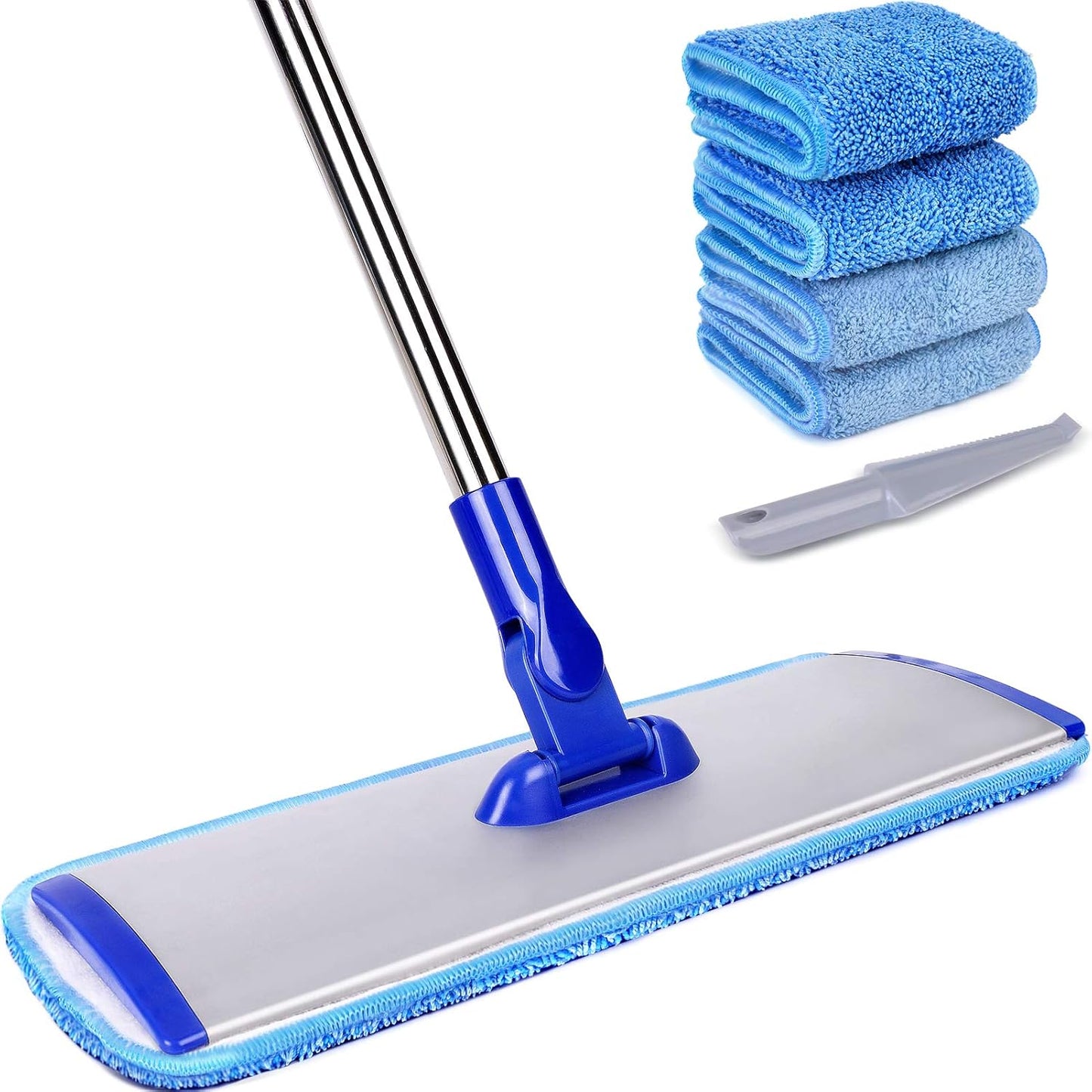 18"-Professional-Microfiber-Mop-Floor-Cleaning-System,-Flat-Mop-with-Stainless-Steel-Handle,-4-Reusable-1650