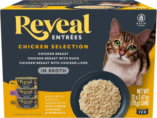 Reveal-Entrées-Chicken-Variety-Wet-Cat-Food-in-Broth,-12-Pack,-3-Flavor,-Grain-Free-with-1294