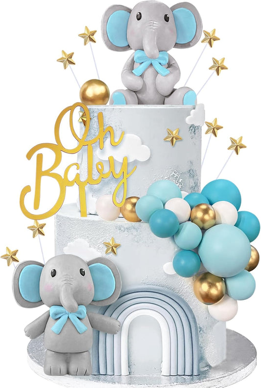43-PCS-Blue-Elephant-Cake-Decoration-Cute-2291