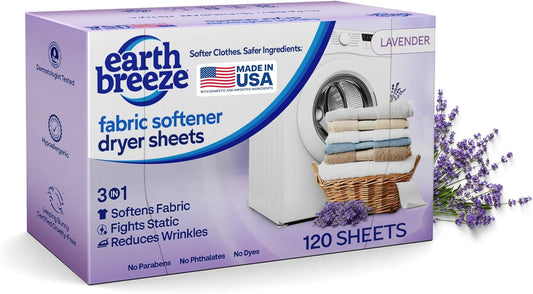 Earth-Breeze-Fabric-Softener-Dryer-Sheets-–-Lavender,-Hypoallergenic,-No-Harsh-Chemicals,-1364