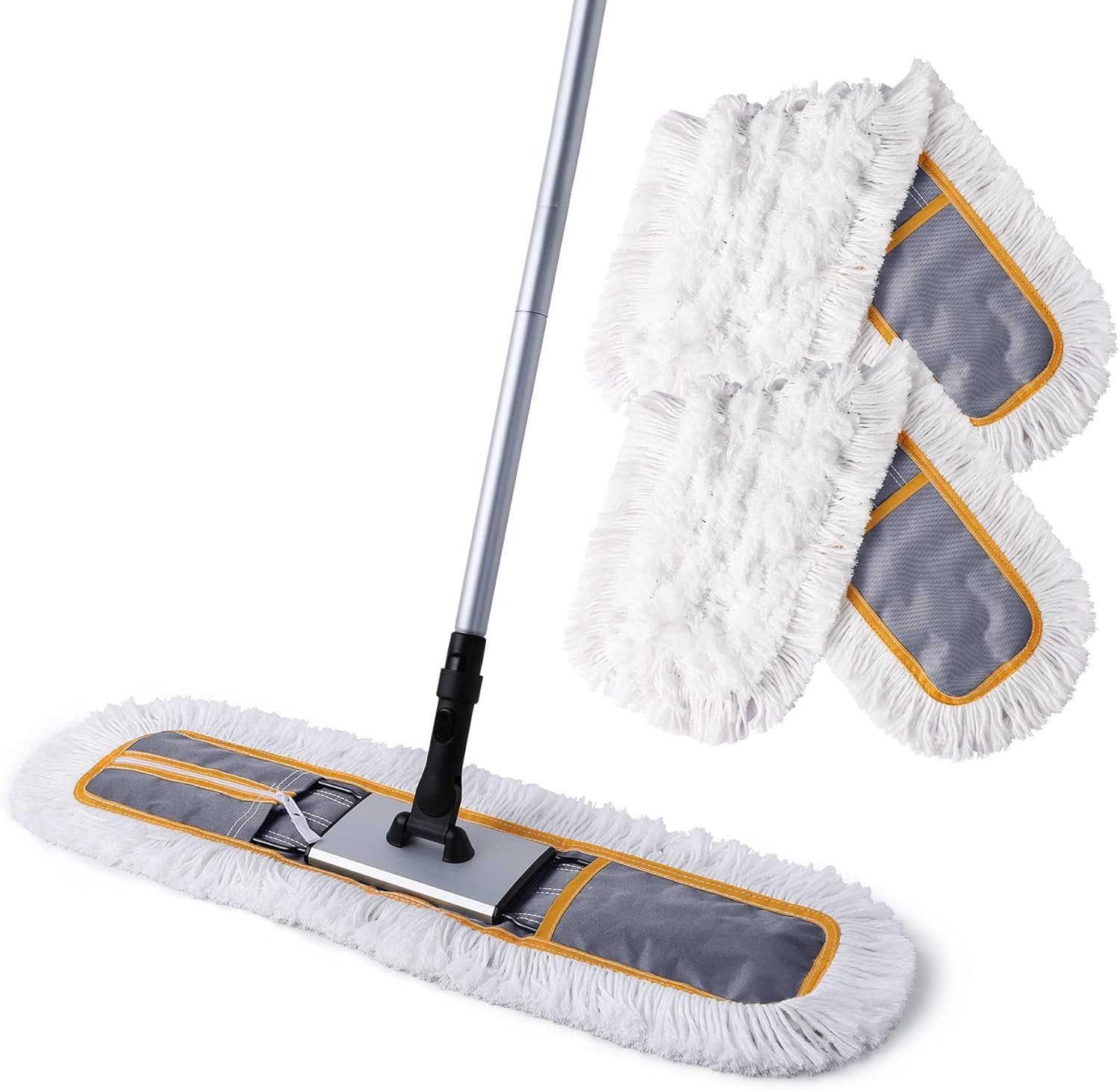 CLEANHOME-24"-Commercial-Dust-Mop-for-Floor-Cleaning,-Heavy-Duty-Sweeper-Broom-with-2-Microfiber-357