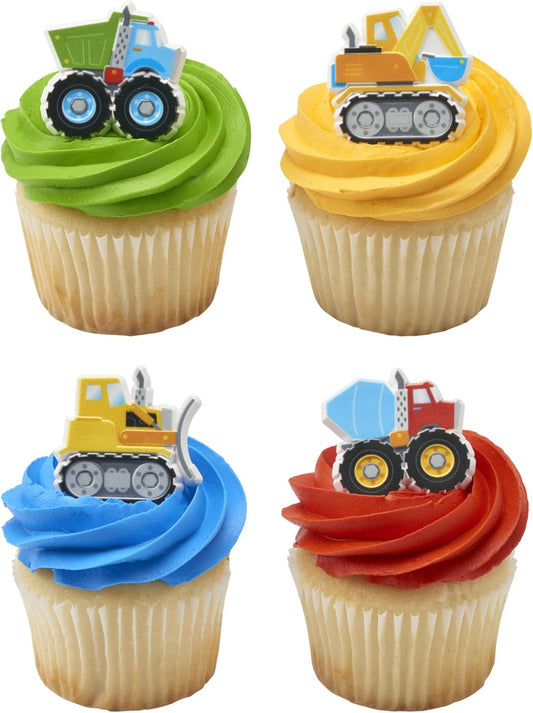 DecoPac-Construction-Rings,-Cupcake-Decorations,-Construction-Vehicle-Cupcake-Toppers,-Mixer-Truck,-Excavator,-Truc---1208