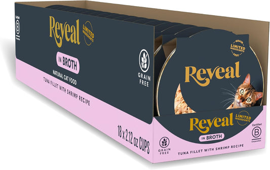 Reveal-Tuna-Fillet-with-Shrimp-Wet-Cat-Food-in-Broth-18-Pack,-Limited-Ingredient,-964