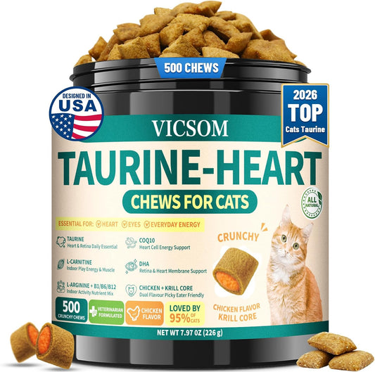 VICSOM-Taurine-for-Cats,-Cat-Supplements-for-Heart-&-Vision,-500-Chews-|-1547