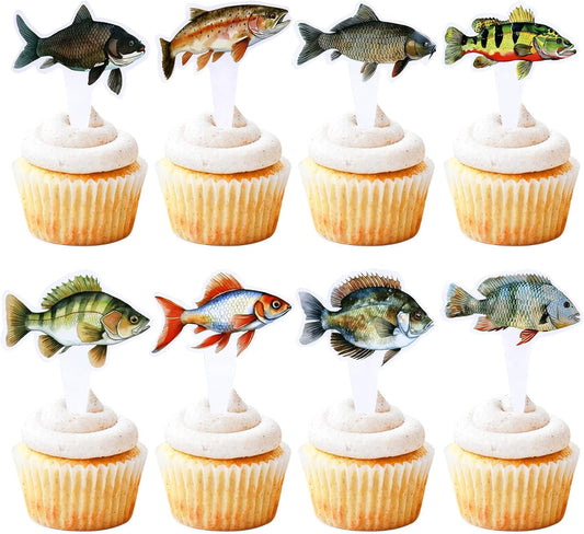 Cyodoos-24pcs-Fish-Cupcake-Toppers-Go-Fishing-Theme-Decorations-Baby-Shower-Boys-Happy-Party-533