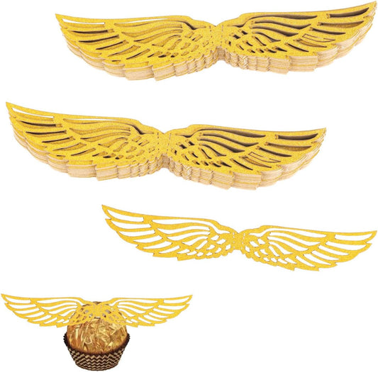 50pcs-Golden-Wing-Cupcake-Toppers,-Hollow-Golden-3459