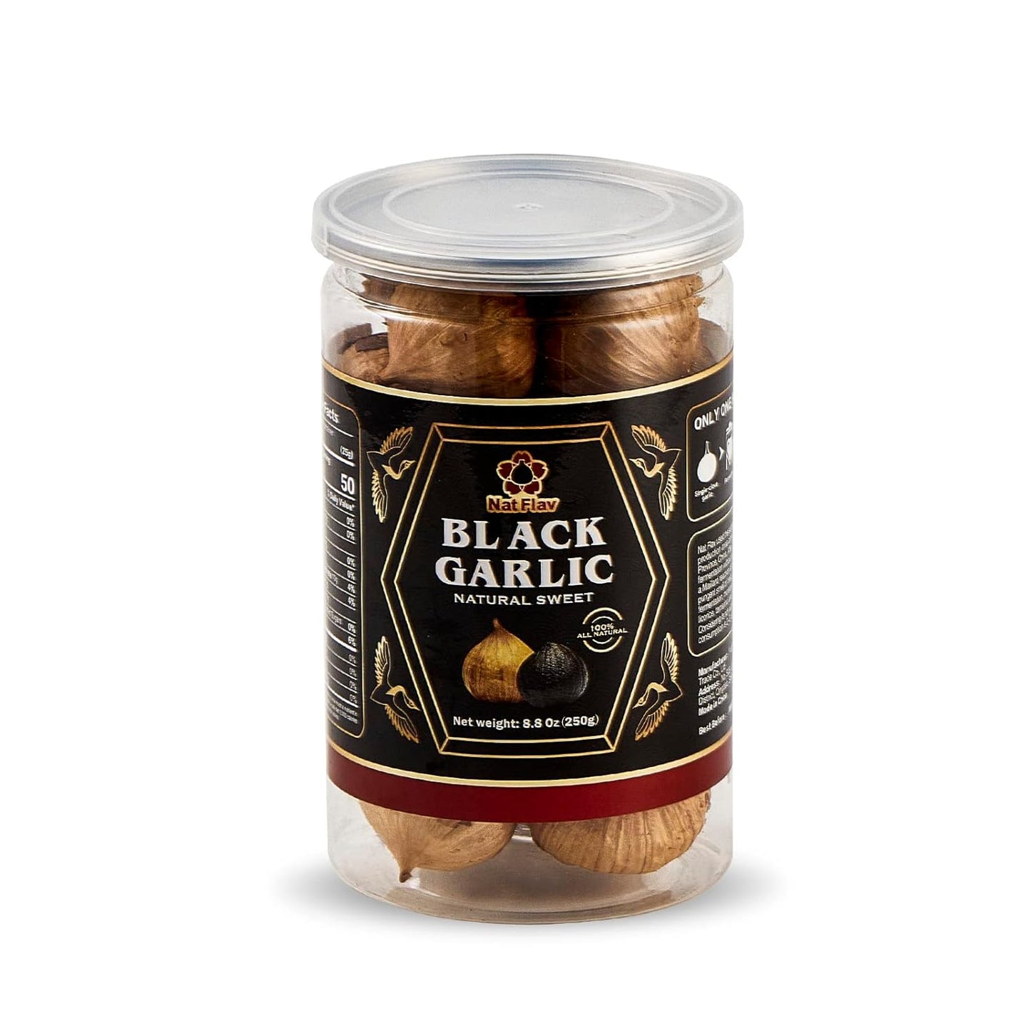 Nat-Flav-Whole-Black-Garlic,-8.8-Oz-(250g.),-35mm-Size,-Fermented-for-568