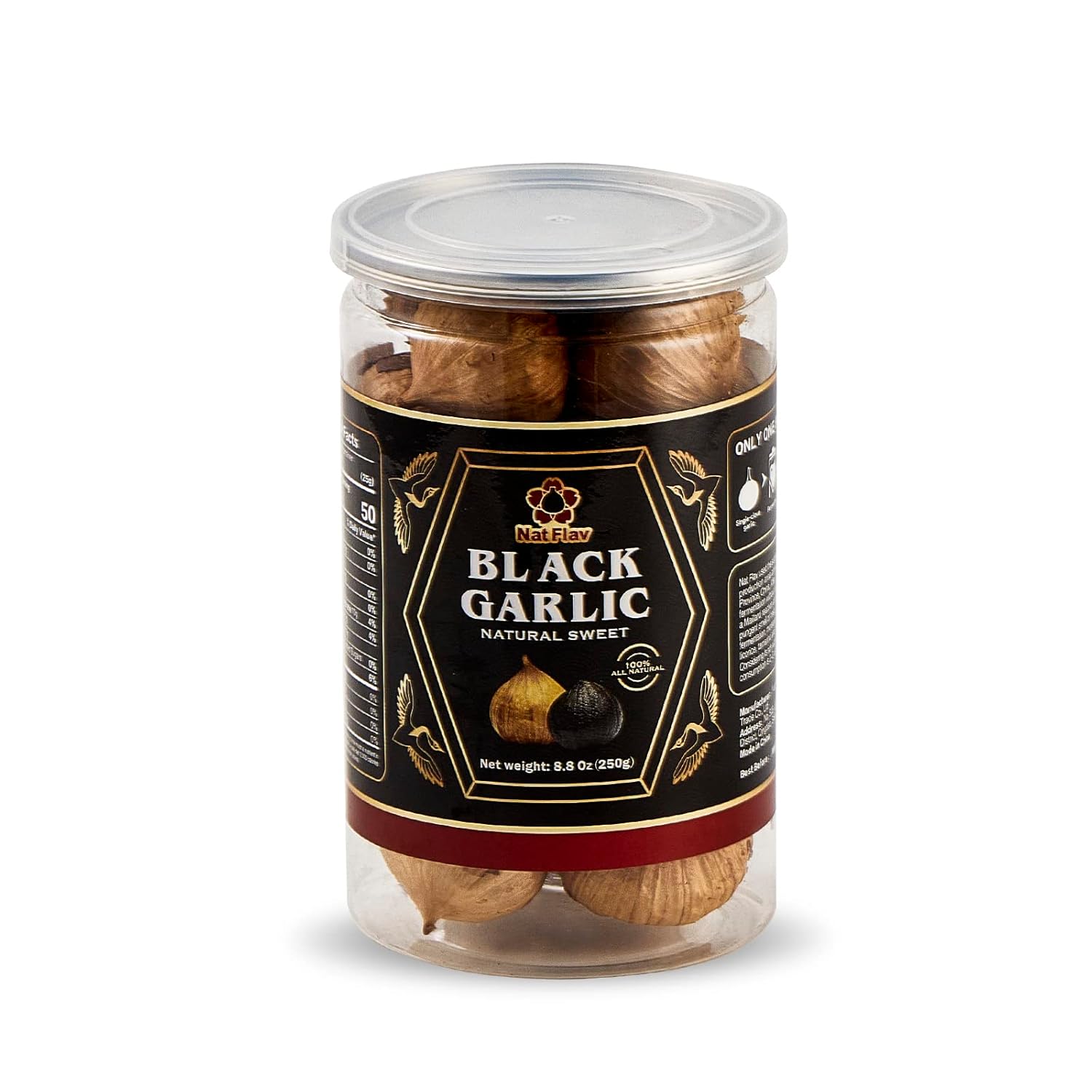 Nat-Flav-Whole-Black-Garlic,-8.8-Oz-(250g.),-35mm-Size,-Fermented-for-568