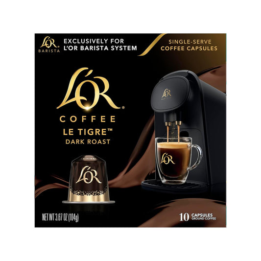 L'OR-Coffee-Pods,-10-Count-Le-Tigre-Dark-Roast-Blend,-Single-Serve-Aluminum-Coffee-3079