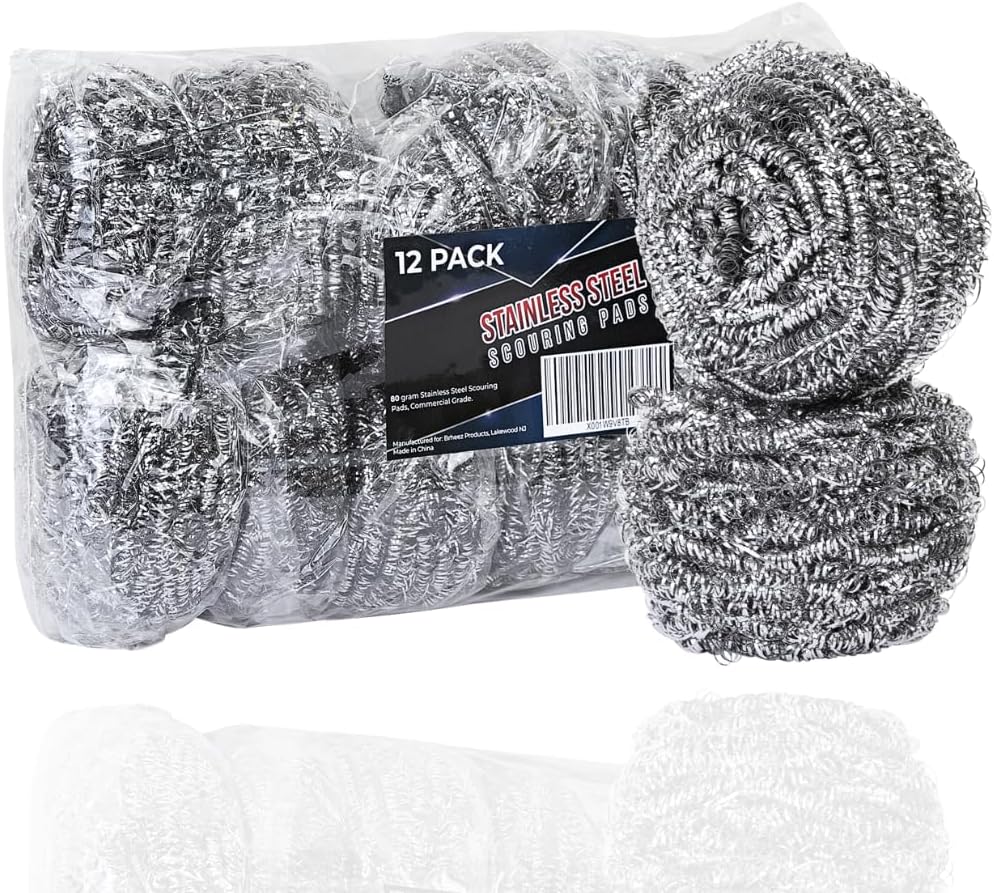 Brheez-Stainless-Steel-Cleaner-Scouring-Pads-[12-Pack]---Industrial-2328