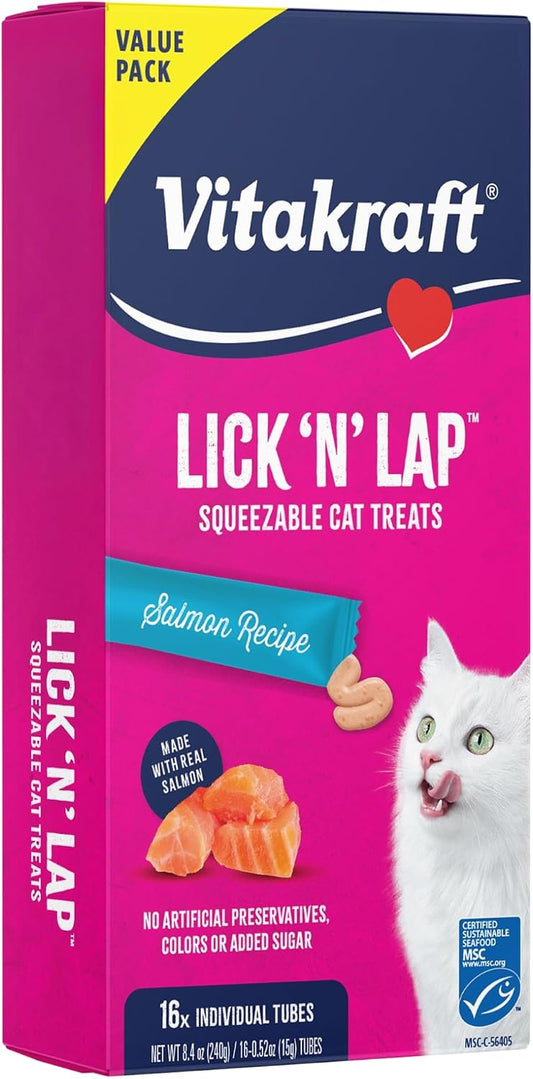 Vitakraft-Lick-'N'-Lap-Real-Salmon-Squeezeable-Liquid-Cat-Treats,-Lickable,-Salmon-Broth-#1-414