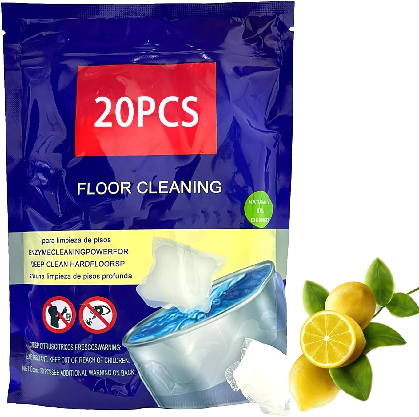 Hard-Floor-Cleaner,Lemon-Scent-20-Count-(1Pack)-Made-From-Natural-3559