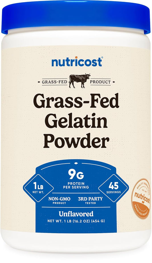 Nutricost-Grass-Fed-Beef-Gelatin-Powder-(1-LB)-Unflavored---9g-of-Protein-Serving,-Gluten-Free,-390