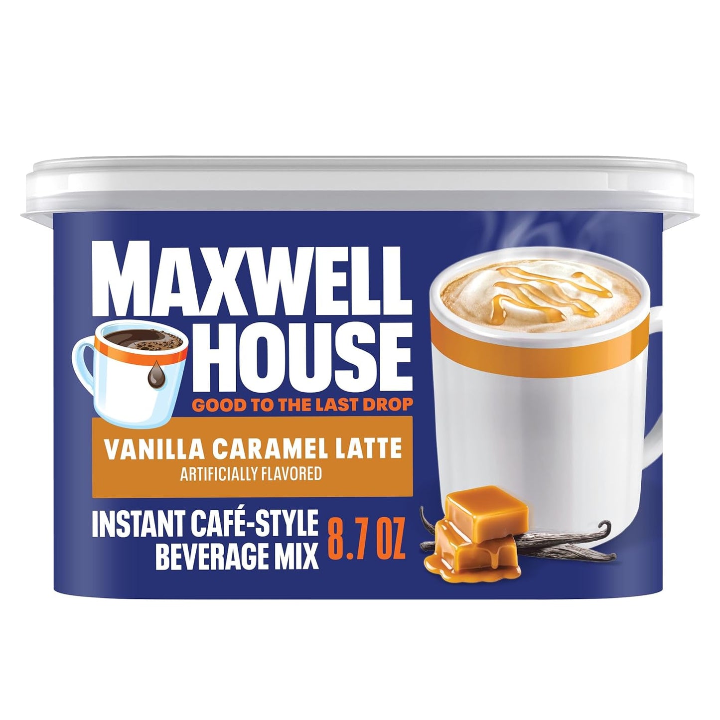 Maxwell-House-Instant-Cafe-Style-Beverage-Mix,-Easy-to-Prepare,-1-Canister,-for-Quick-3125