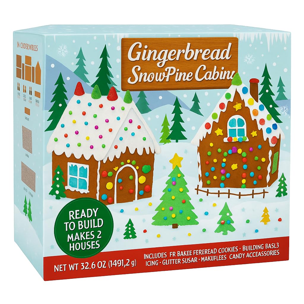 Gingerbread-House-Snow-Pine-Cabin-Decorating-Kit---Includes-2-Pre-Baked-Gingerbread-4-Cookies-746