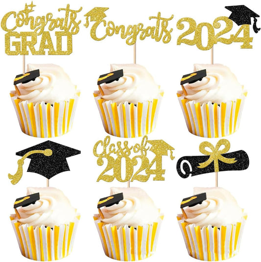 24Pcs-Graduation-Cupcake-Toppers-Glitter-Congrats-Grad-4137