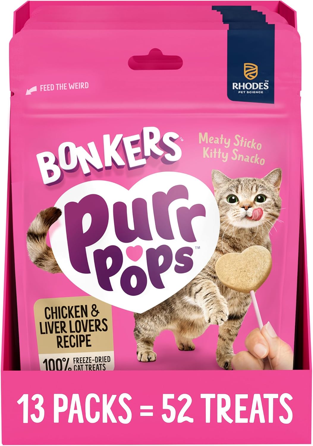 Bonkers-Purrpops-Freeze-Dried-Chicken-Liver-Flavored-Lollipop-Treats-for-Cats,-4-Pieces-(Pack-of-390