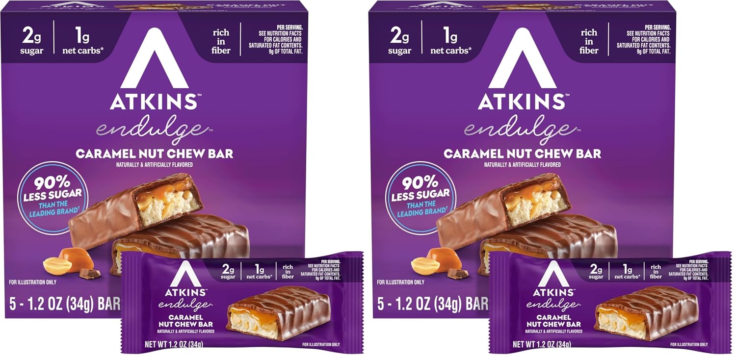 Atkins-Endulge-Caramel-Nut-Chew-Bar,-Dessert-Favorite,-1g-Sugar,-Good--Source-of-Fiber,-Count-313
